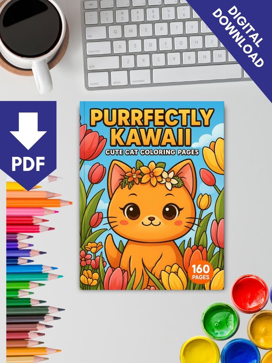 Purrfectly Kawaii – 160 Cute Cat Coloring Pages - Image 2